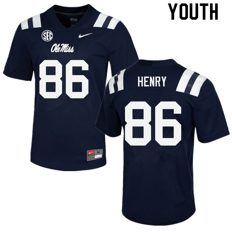 JJ Henry Ole Miss Rebels NCAA Youth Navy #86 Stitched Limited College Football Jersey YMR8458QK